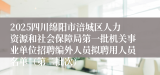 2025四川绵阳市涪城区人力资源和社会保障局第一批机关事业单位招聘编外人员拟聘用人员名单（第二批次）