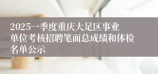 2025一季度重庆大足区事业单位考核招聘笔面总成绩和体检名单公示