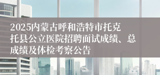 2025内蒙古呼和浩特市托克托县公立医院招聘面试成绩、总成绩及体检考察公告