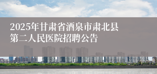 2025年甘肃省酒泉市肃北县第二人民医院招聘公告
