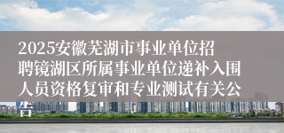 2025安徽芜湖市事业单位招聘镜湖区所属事业单位递补入围人员资格复审和专业测试有关公告