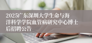 2025广东深圳大学生命与海洋科学学院血管病研究中心博士后招聘公告