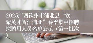 2025广西钦州市浦北县“钦聚英才智汇浦北”春季集中招聘拟聘用人员名单公示（第一批次）