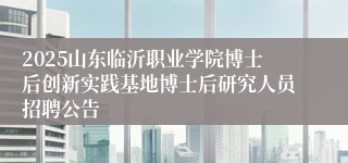 2025山东临沂职业学院博士后创新实践基地博士后研究人员招聘公告