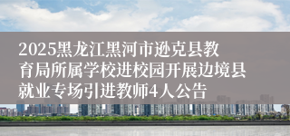 2025黑龙江黑河市逊克县教育局所属学校进校园开展边境县就业专场引进教师4人公告