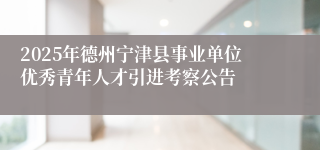 2025年德州宁津县事业单位优秀青年人才引进考察公告