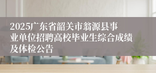 2025广东省韶关市翁源县事业单位招聘高校毕业生综合成绩及体检公告