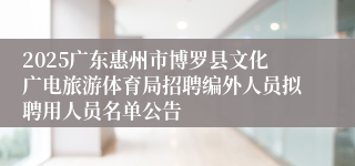 2025广东惠州市博罗县文化广电旅游体育局招聘编外人员拟聘用人员名单公告