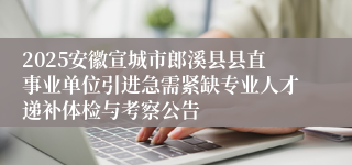 2025安徽宣城市郎溪县县直事业单位引进急需紧缺专业人才递补体检与考察公告