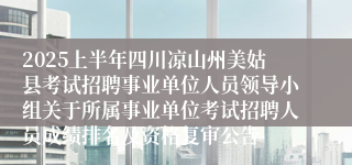 2025上半年四川凉山州美姑县考试招聘事业单位人员领导小组关于所属事业单位考试招聘人员成绩排名及资格复审公告