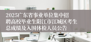 2025广东省事业单位集中招聘高校毕业生阳江市江城区考生总成绩及入围体检人员公告