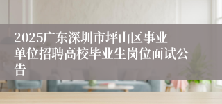 2025广东深圳市坪山区事业单位招聘高校毕业生岗位面试公告