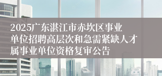 2025广东湛江市赤坎区事业单位招聘高层次和急需紧缺人才属事业单位资格复审公告