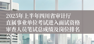 2025年上半年四川省审计厅直属事业单位考试进入面试资格审查人员笔试总成绩及岗位排名公告