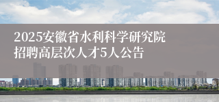 2025安徽省水利科学研究院招聘高层次人才5人公告