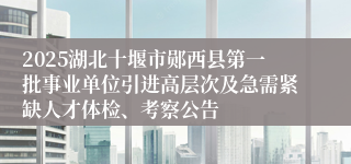 2025湖北十堰市郧西县第一批事业单位引进高层次及急需紧缺人才体检、考察公告