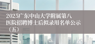 2025广东中山大学附属第八医院招聘博士后拟录用名单公示（五）