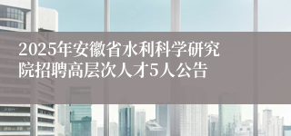 2025年安徽省水利科学研究院招聘高层次人才5人公告