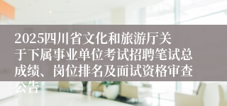 2025四川省文化和旅游厅关于下属事业单位考试招聘笔试总成绩、岗位排名及面试资格审查公告