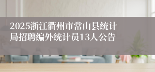 2025浙江衢州市常山县统计局招聘编外统计员13人公告