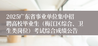 2025广东省事业单位集中招聘高校毕业生（梅江区综合、卫生类岗位）考试综合成绩公告