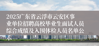 2025广东省云浮市云安区事业单位招聘高校毕业生面试人员综合成绩及入围体检人员名单公示