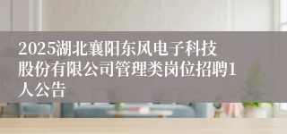 2025湖北襄阳东风电子科技股份有限公司管理类岗位招聘1人公告