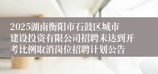 2025湖南衡阳市石鼓区城市建设投资有限公司招聘未达到开考比例取消岗位招聘计划公告