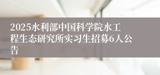 2025水利部中国科学院水工程生态研究所实习生招募6人公告