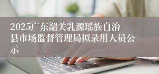 2025广东韶关乳源瑶族自治县市场监督管理局拟录用人员公示