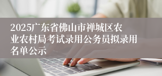 2025广东省佛山市禅城区农业农村局考试录用公务员拟录用名单公示