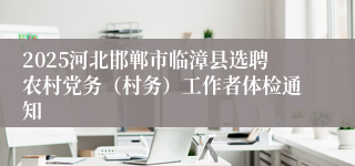 2025河北邯郸市临漳县选聘农村党务（村务）工作者体检通知