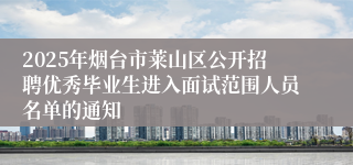 2025年烟台市莱山区公开招聘优秀毕业生进入面试范围人员名单的通知