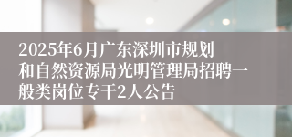 2025年6月广东深圳市规划和自然资源局光明管理局招聘一般类岗位专干2人公告