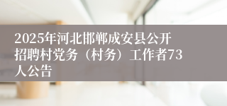 2025年河北邯郸成安县公开招聘村党务（村务）工作者73人公告
