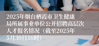 2025年烟台栖霞市卫生健康局所属事业单位公开招聘高层次人才报名情况（截至2025年5月30日16时）