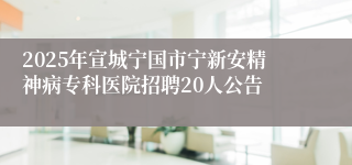 2025年宣城宁国市宁新安精神病专科医院招聘20人公告