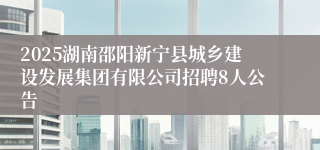 2025湖南邵阳新宁县城乡建设发展集团有限公司招聘8人公告