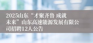 2025山东“才聚齐鲁 成就未来”山东高速能源发展有限公司招聘12人公告