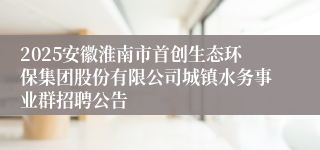 2025安徽淮南市首创生态环保集团股份有限公司城镇水务事业群招聘公告