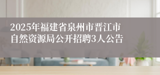 2025年福建省泉州市晋江市自然资源局公开招聘3人公告