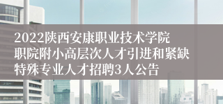 2022陕西安康职业技术学院职院附小高层次人才引进和紧缺特殊专业人才招聘3人公告