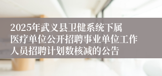 2025年武义县卫健系统下属医疗单位公开招聘事业单位工作人员招聘计划数核减的公告