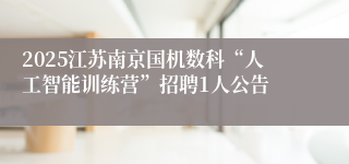 2025江苏南京国机数科“人工智能训练营”招聘1人公告