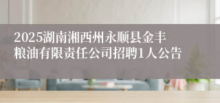 2025湖南湘西州永顺县金丰粮油有限责任公司招聘1人公告
