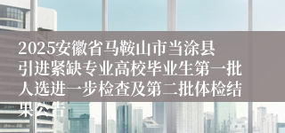 2025安徽省马鞍山市当涂县引进紧缺专业高校毕业生第一批人选进一步检查及第二批体检结果公告