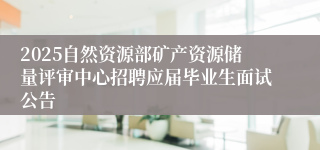 2025自然资源部矿产资源储量评审中心招聘应届毕业生面试公告