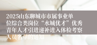 2025山东聊城市市属事业单位综合类岗位“水城优才”优秀青年人才引进递补进入体检考察人员名单的通知