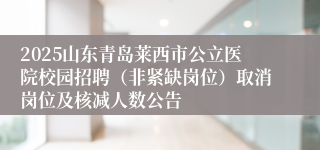 2025山东青岛莱西市公立医院校园招聘（非紧缺岗位）取消岗位及核减人数公告