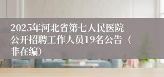 2025年河北省第七人民医院公开招聘工作人员19名公告（非在编）